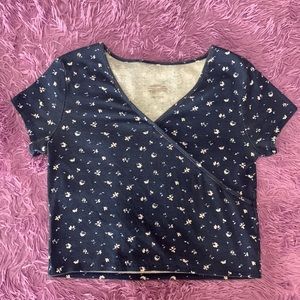 CUTE NAVY BLUE WITH FLOWERS CROP TOP FROM ARIZONA JEAN CO